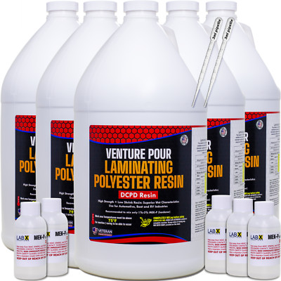 VP PREMIUM 5 Gallon POLYESTER RESIN +MEKP (Laminating fiberglass, biaxle, cloth)