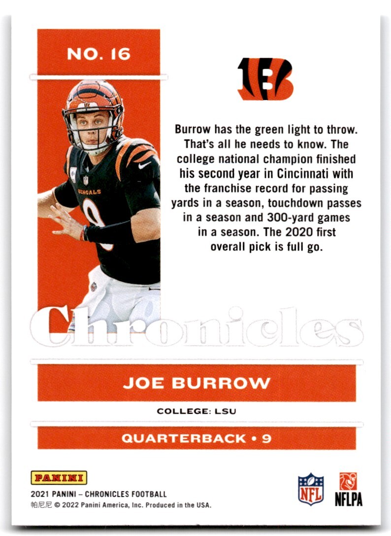 2021 Panini Chronicles Joe Burrow Cincinnati Bengals #16 | eBay