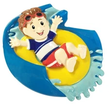 Boy Water Slide In Yellow Tube Christmas Ornament