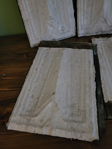 vintage reclaimed tin roof shingles tiles chippy white paint set of 10 - Picture 2 of 3