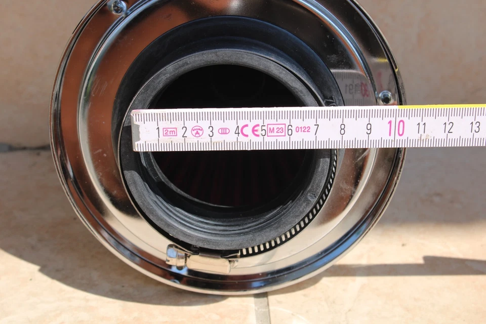 Universal Sport Sound Luftfilter Chrom Gehäuse 160 x 145 mm Ø Rohr 70mm - Bild 4 von 4