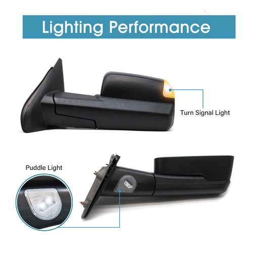 Pair Tow Mirrors Power Heated Signal Light For 2002-2007 Dodge Ram 1500 Black - Picture 2 of 12