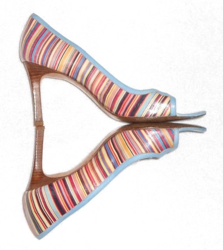 KAREN MILLEN escarpins cuir multicolore P 38 TBE - Photo 3/4