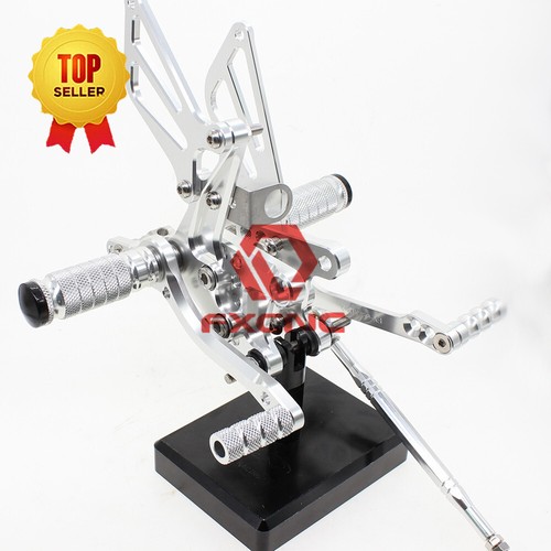 For Suzuki GSX600 2000 2001 2002 2003-2005 CNC Rearsets Foot Peg Footrest Silver - Picture 3 of 13