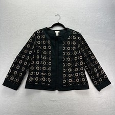 Chicos Open Blazer Womens 1 US/M Black Lace Front Jacket Party Cocktail