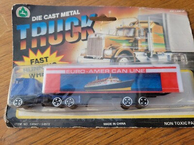 Vintage Die Cast Metal Truck Euro American Lines S8567 Big Rig Trailer NOS 
