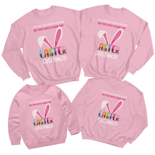 Family Bunny Ears Happy Easter Sweatshirts Jumper Festival Holiday Party #ED - Picture 18 of 27