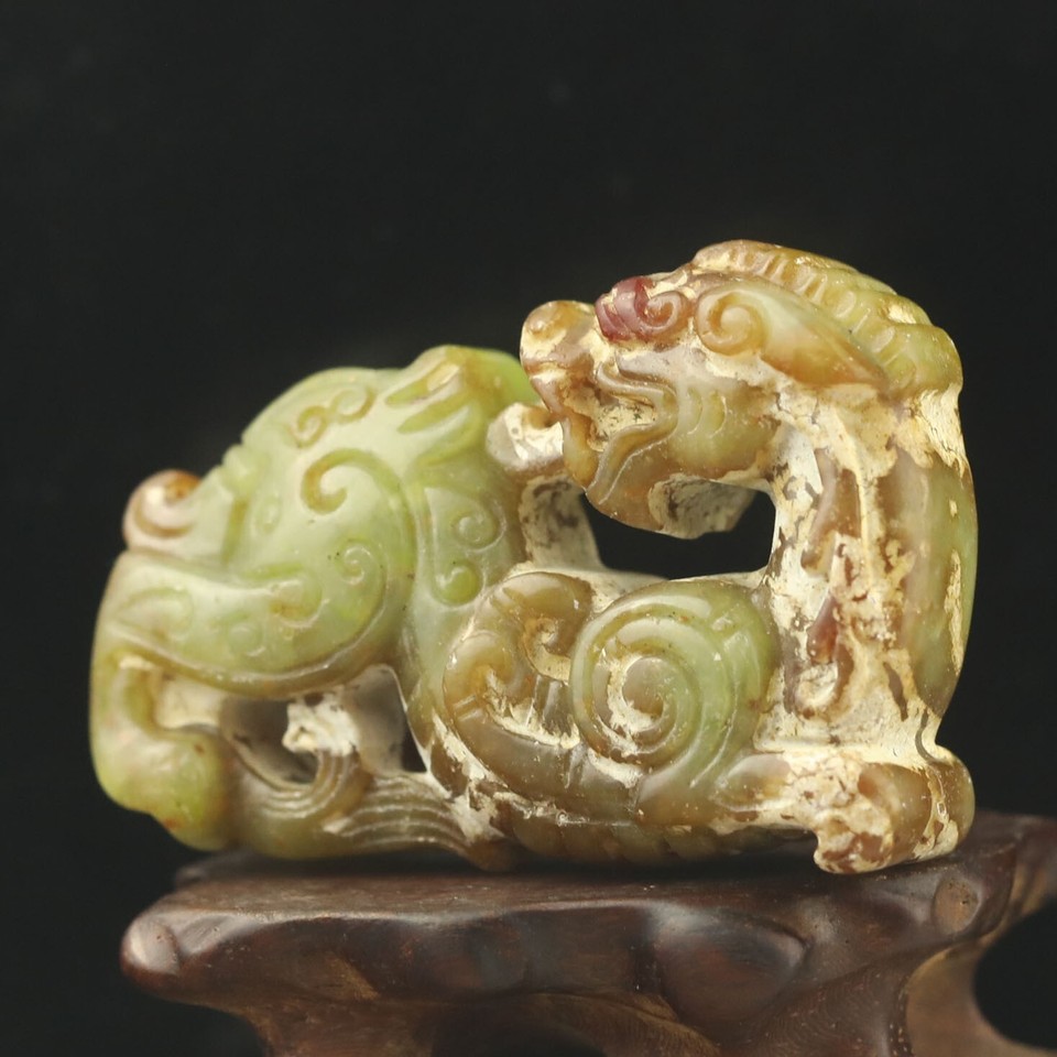 China old natural jade handcarved statue dragon pendant g eBay