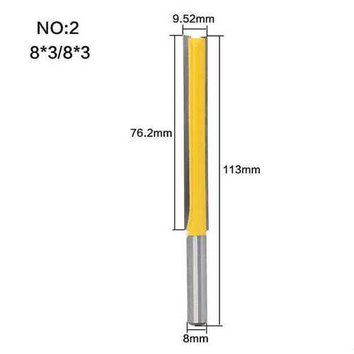 2pcs 8mm Shank Extra Long Straight Router Bit Slotted Cutter Woodworking Tools - Picture 6 of 11