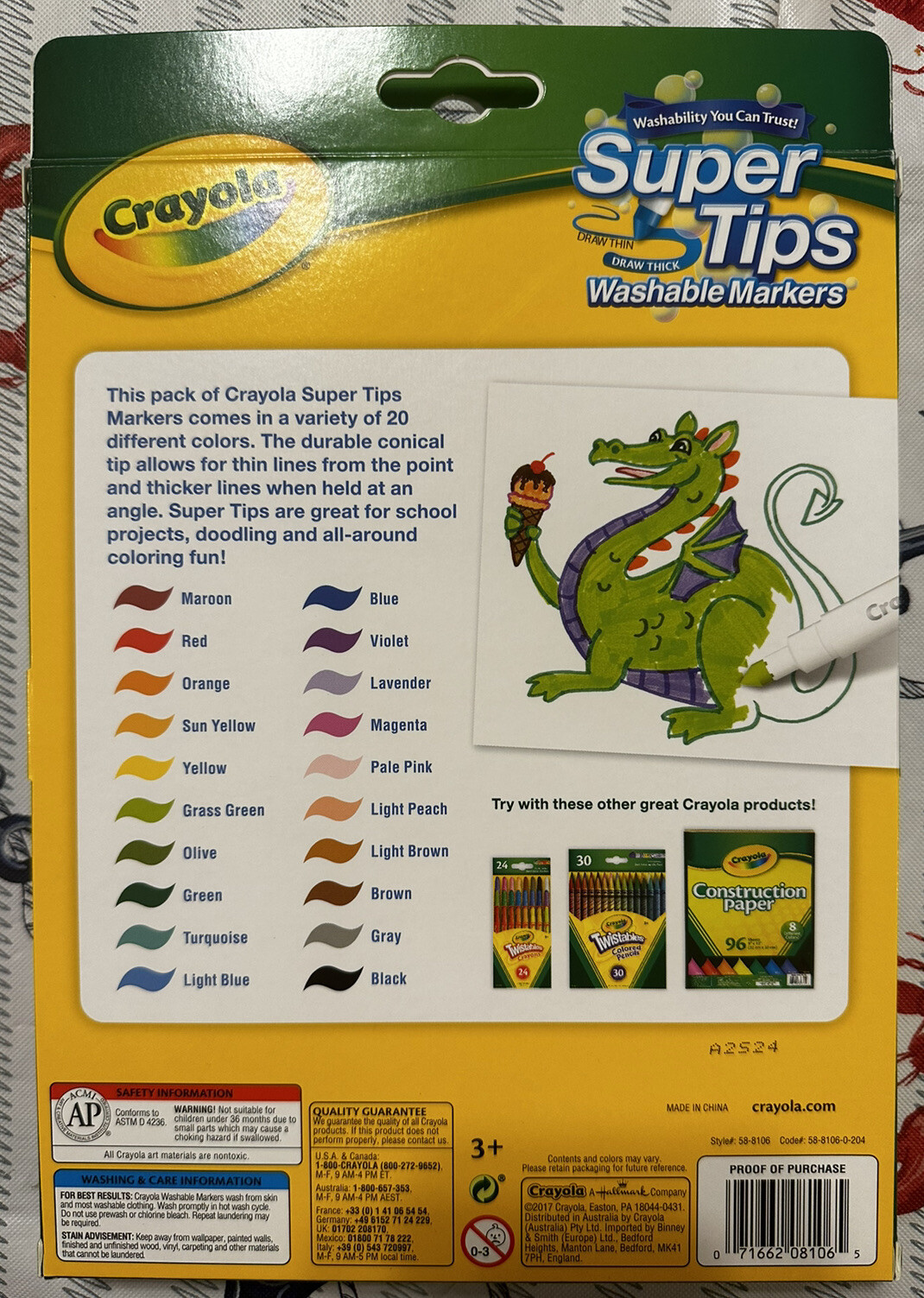 2 Packages Crayola Super Tips 20 Count Draw Thin Or Thick Washable Markers