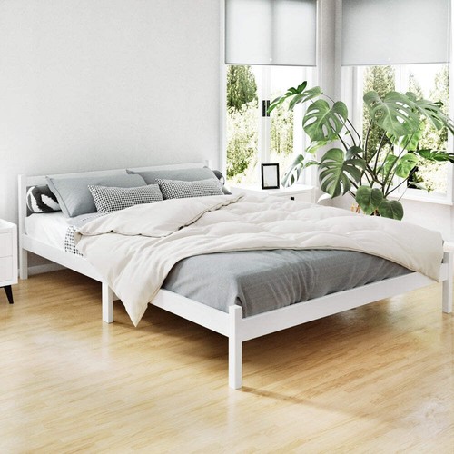 Artiss Wooden Bed Frame Queen Size Pine Timber Mattress Base Bedroom - Picture 2 of 8
