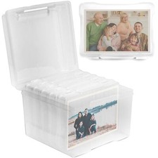 HEFTMAN 5x7 Photo Storage Boxes Clear Holds 600 Photos Office Supplies Stickers