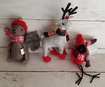2022 Target Wondershop Fabric Squirrel Reindeer Cardinal Christmas Tree Ornament