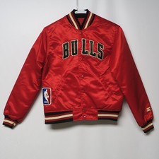 Vintage 90s Chicago Bulls Starter Satin NBA Jacket Size Youth M Red Medium