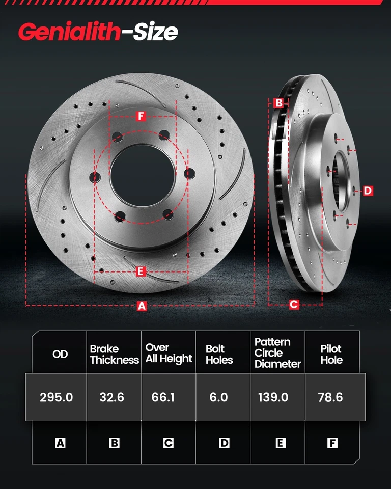 Front Brake Rotors Ceramic Pads Kit for 1992-1998 1999 CHEVROLET K1500 SUBURBAN - Изображение 2 из 4