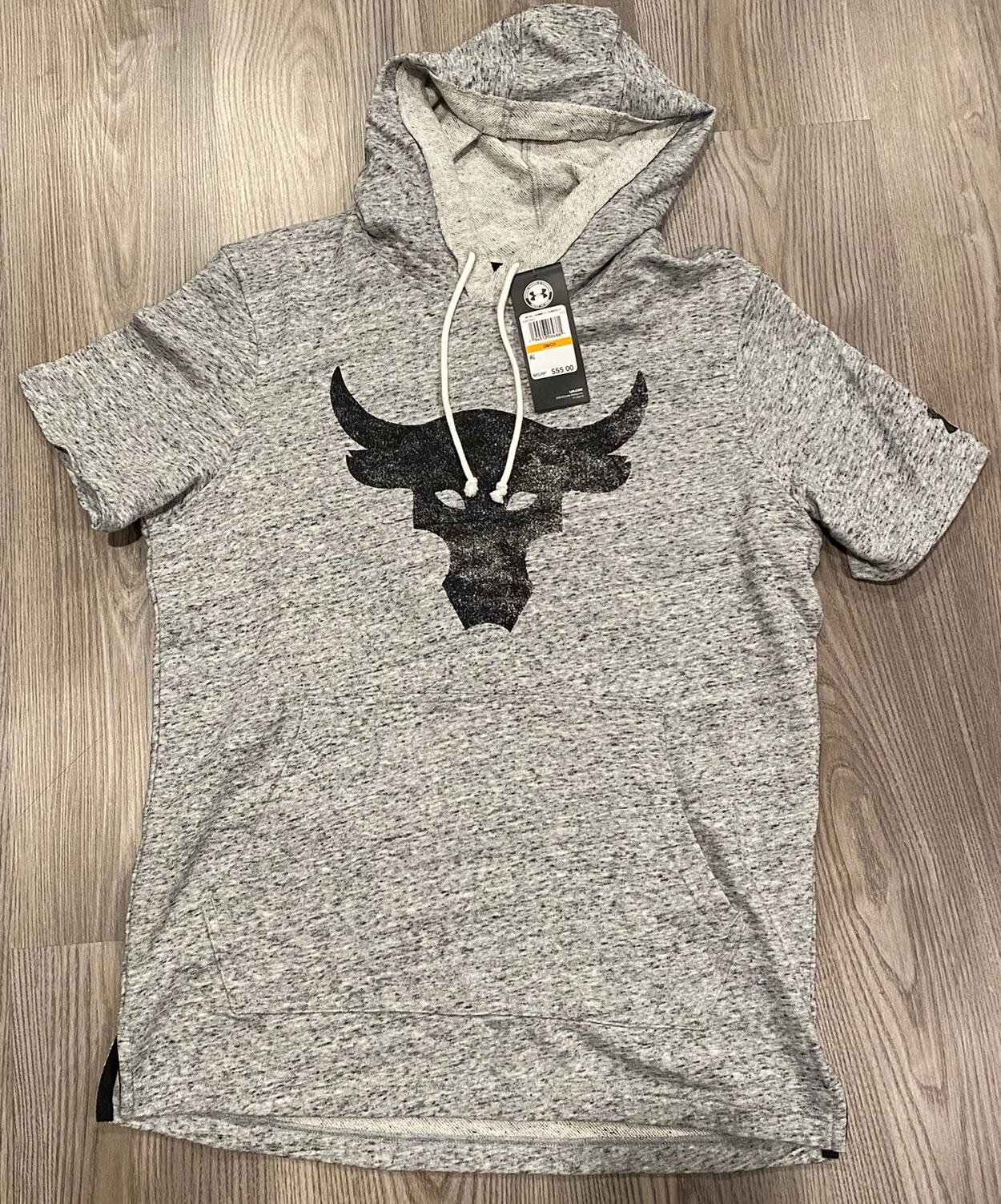 Under Armour Mens Project Rock Terry Bull Short Sleeve Hoodie 1362547 Sz SMALL