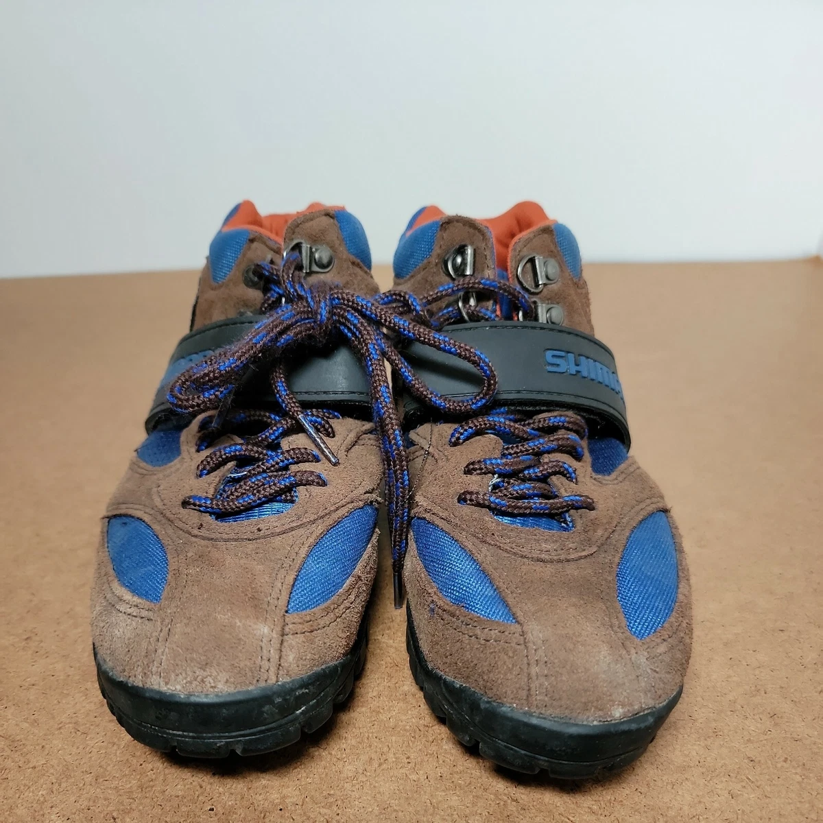 Shimano SH M055 Men s Size EU 40 Brown Blue Mountain Bike Shoes SPD With Strap