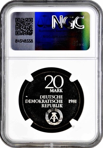 Germany - GDR 20 mark 1981, NGC PF68 UC, "Heinrich Karl vom Stein" Top Pop 5/0 - Picture 2 of 2