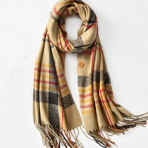 Bufandas giratorias de lana de invierno para mujer con chales Pashmina de rejilla - Imagen 8 de 12
