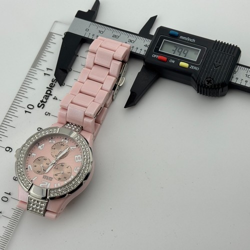 Guess Quartz Watch U1622L1 Women 50m Pink Plastic Rhinestone Analog New Battery - Picture 6 of 6