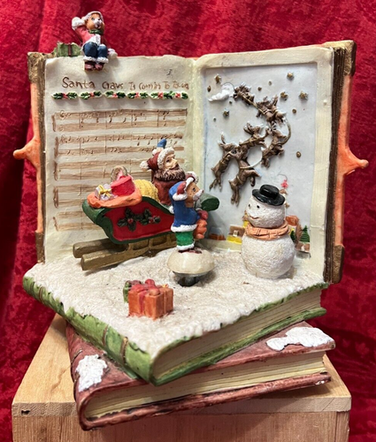 Christmas Holiday Music Box Santa Sleigh Reindeer Ceramic (Silent Night 30 Secs) - Picture 2 of 10