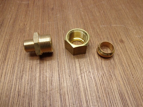 (Qty.2) Parker Brass Straight Connector 1/4" BSPT Pipe 14 MM OD Tube Compression - Picture 5 of 11