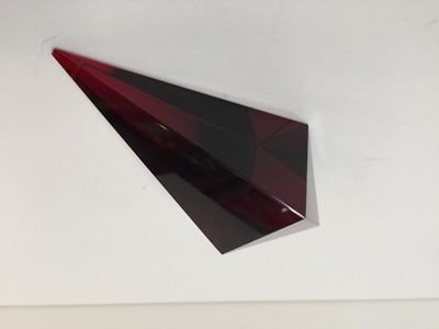 Large Murano Italy Red Ruby Cut Crystal Chandelier Diamond Prism Pendant, 5 3/4''