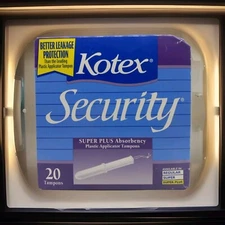 NOS Vtg Kotex Security Tampons Unopened 1986 1994 Super Plus Absorbency 20 Ct