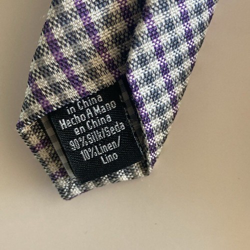 Ben Sherman Men's Tie 90% Silk Linen Lavender Olive Green Skinny - Picture 4 of 8