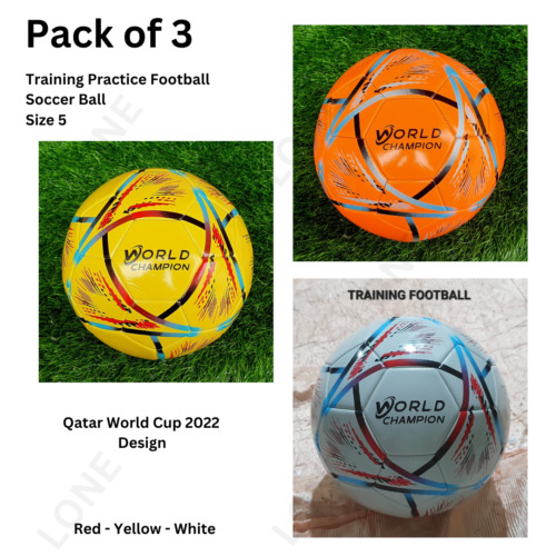 Classic Training Football Practicing Soccer Ball Club Size 5 PU Leather Set of 3