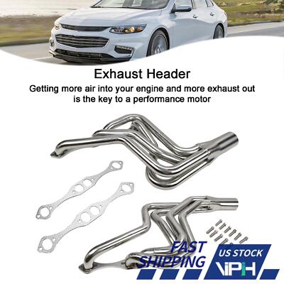 1× Stainless Exhaust Header Kit For Chevy SBC 267-400 V8 70-87 / Camaro 70-81 US