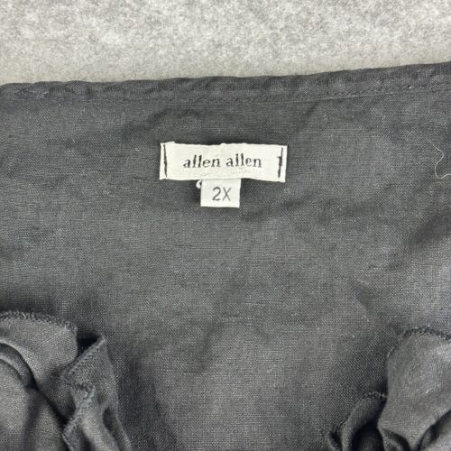 Abito midi Allen Allen lino donna 2x nero tasche con volant Lagenlook made in USA - Foto 10 di 11