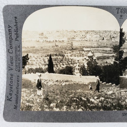 Jerusalem Keystone Stereoview c1920 Palestine Mount Olives Skyline Mosque N388 - Imagen 4 de 9
