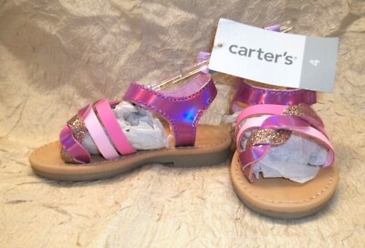 Carters Baby Girls Size Toddler Denali Pink Glitter Strappy Sandals NEW 