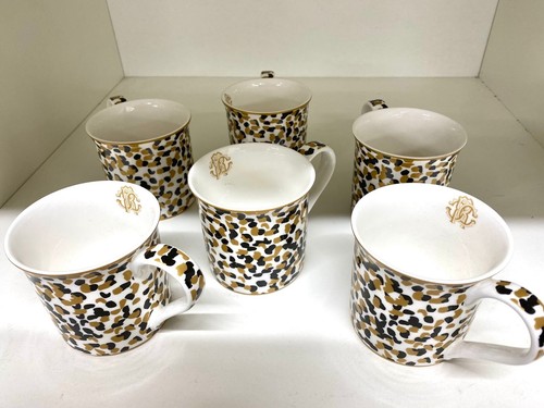 Tazza caffè stampa leopardata tè caffè set 6 osso fine Cina regalo ideale - Foto 3 di 7