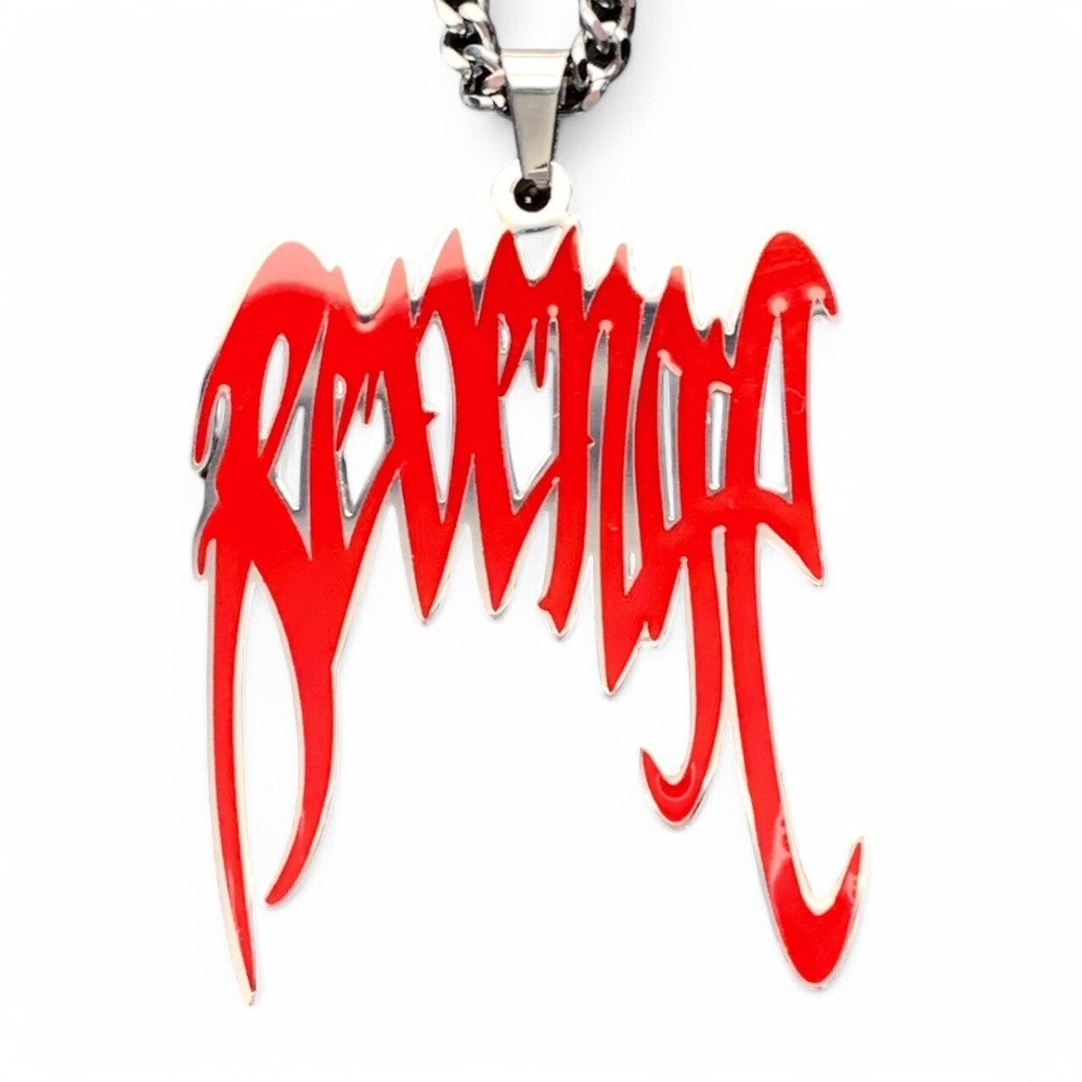 Revenge Necklace! Red Enamel Stainless Steel Pendant + Steel Chain
