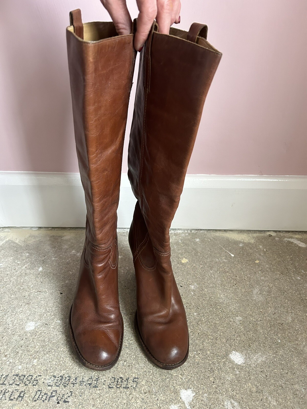 Russell & bromley Ladies Knee Length Brown Leather Boots Size 7 (40