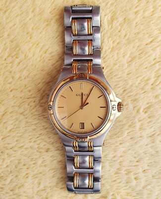 Gucci 9040M 18K Gold Plated Two Tone Men's/Women's Watch (a167) | eBay
