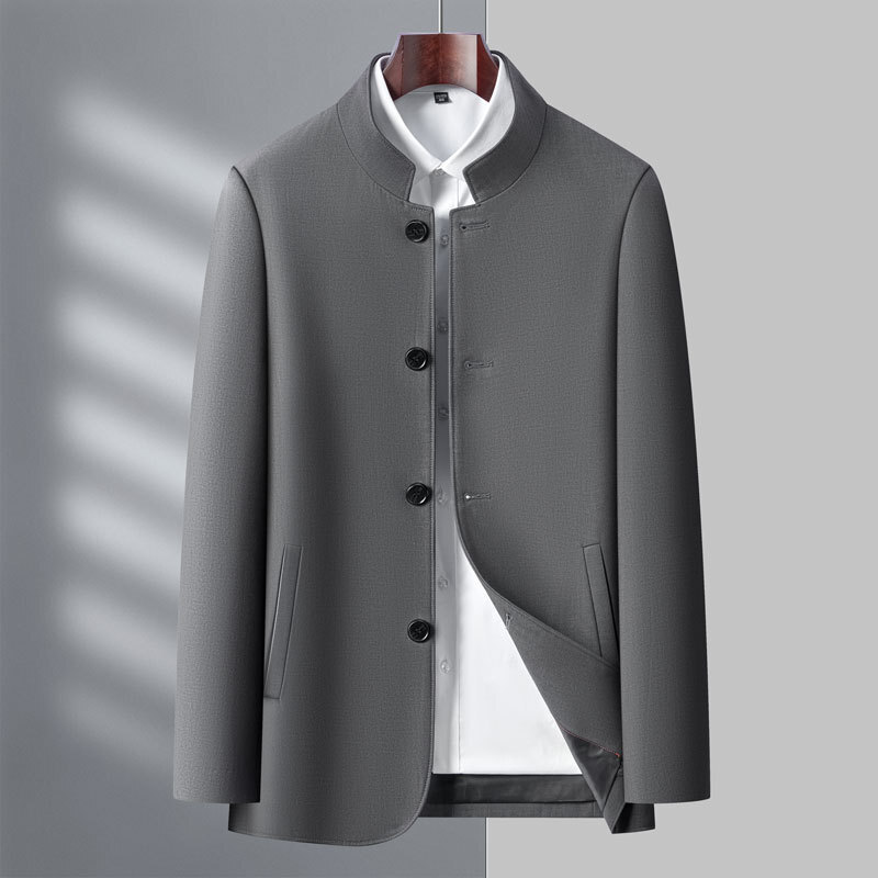 Men's Spring Business Casual Silk Coat Slim Fit Overcoat