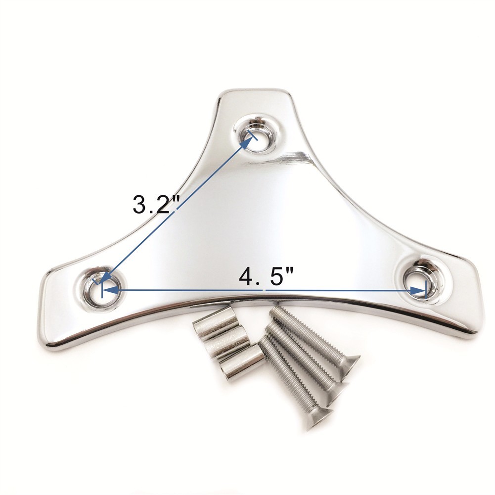 Chrome Sissy Bar Backrest Pad Mount Kit w/ Flat Plate For '09-'17 Harley Touring