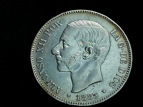 Large 1883 MS M Spanish Silver 5 Pesetas - Madrid - Picture 3 of 8