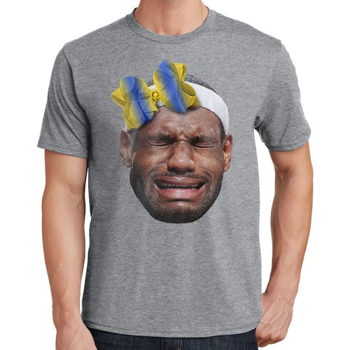 Lebron James T-Shirt Crying Lebron Wearing a Warriors Bow 2073 - Picture 6 of 11