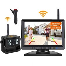 Solar Magnetic Wireless Backup Camera Kit 1080P 7" DVR Monitor for Truck Caravan
