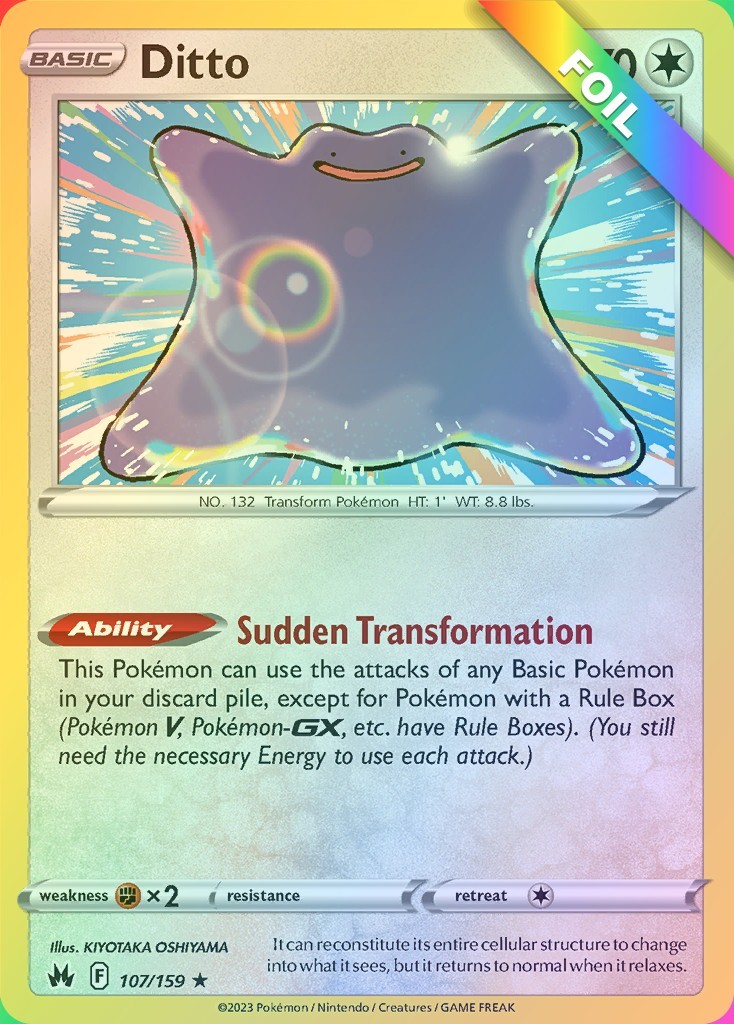 Ditto Foil Crown Zenith #107 Pokémon TCG Near Mint