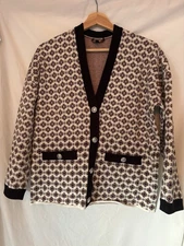 Maje Monasty Graphic Cardigan Sweater Buttons V-neck Pockets Sz 2 Urban Parisian