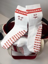 Pilates Non Slip Grip Women  s Socks 5-8 Size White With Red  girls Just Wanna  