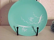 Texas Ware Melamine MCM Atomic Floral Blue  Platter Plates, Saucers Bowls 28 pcs