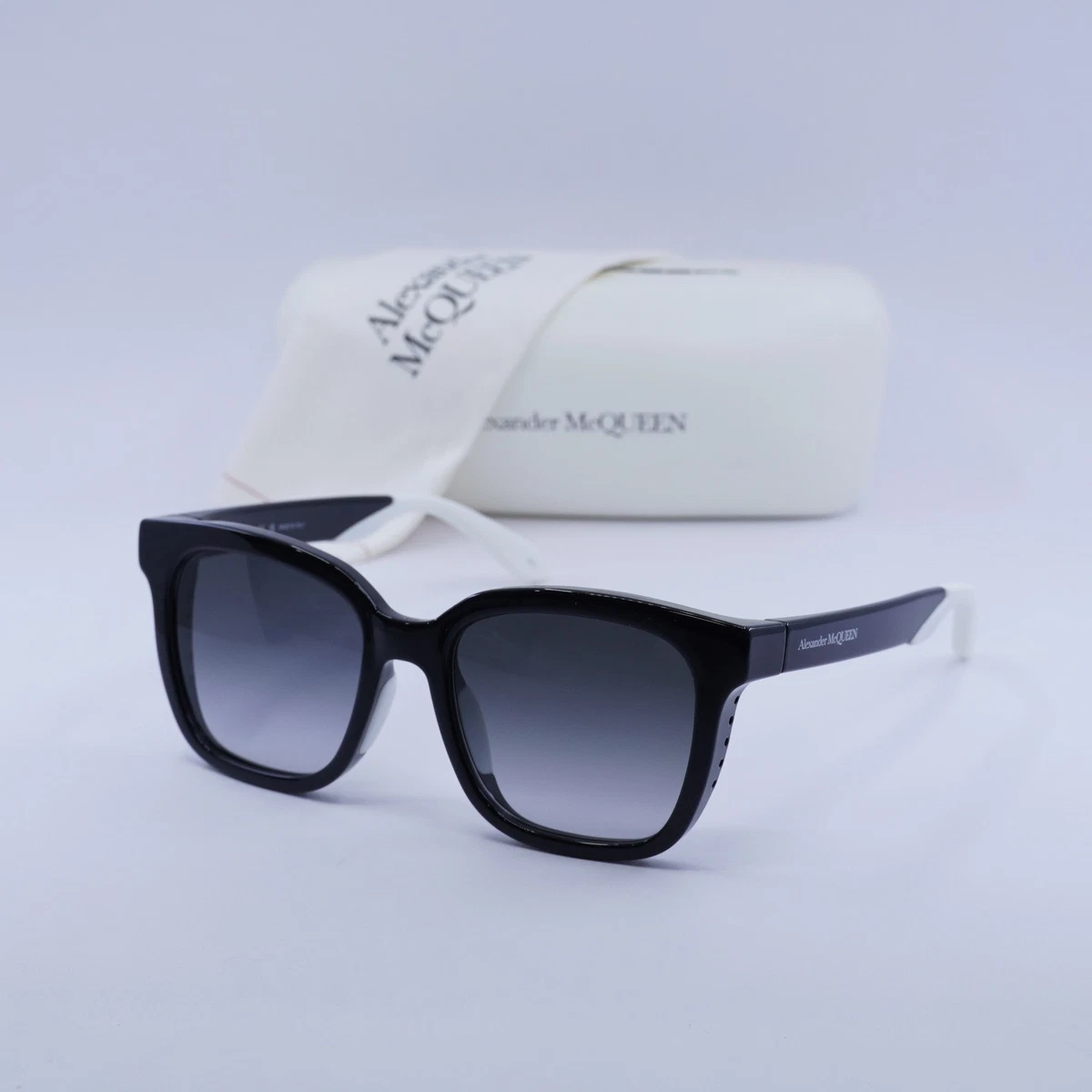 McQ Alexander McQueen Sunglasses Women\'s Square/Rectangle Black Gray with Case Alexander McQueen McQ MQ0325S Black Prescription Sunglasses main image 3