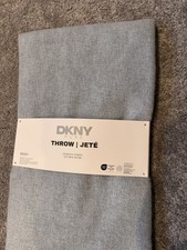 DKNY Light Aqua Patterned Throw 50" x 70" ( 127cm x 178cm) Fleece Throw Blanket