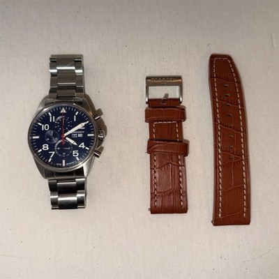 Torgoen T44 Men s Chronograph Date Quartz Blue Dial 44mm 100m Box Extra Strap